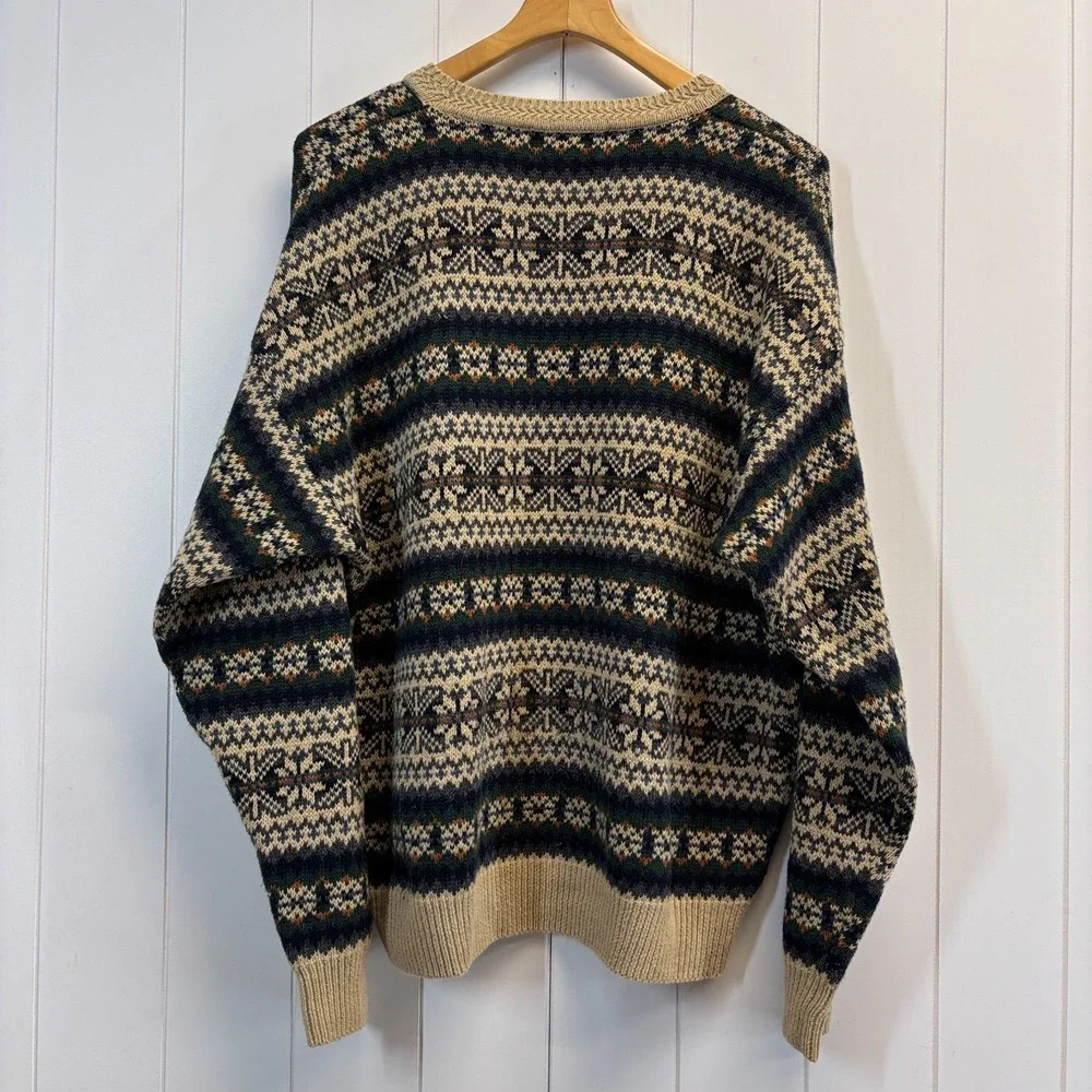 Vintage Stone Haven Grandpacore Nordic Geometric Sweater Men Size XL Cabin Cozy